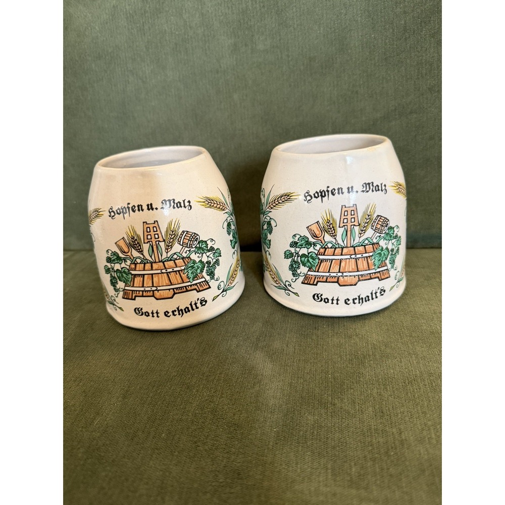German Beer Stein Mugs- Hopfen und Malz Steiner Bier- Set Of 2! VINTAGE Rare
